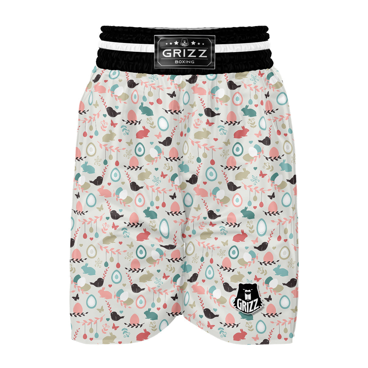 Easter Beige Print Pattern Boxing Shorts-grizzshop