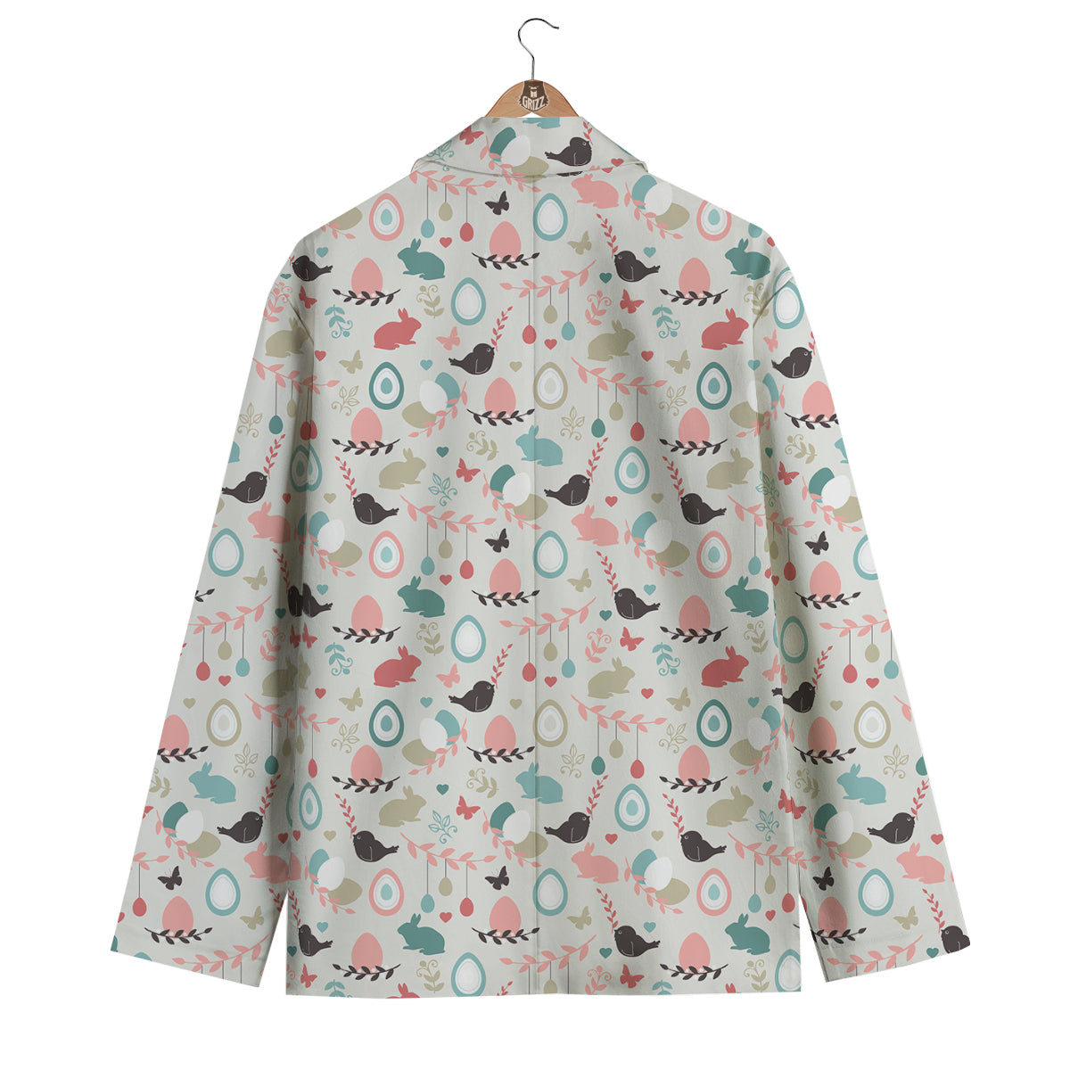 Easter Beige Print Pattern Men's Blazer-grizzshop