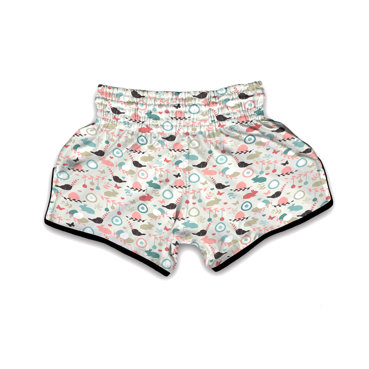 Easter Beige Print Pattern Muay Thai Boxing Shorts-grizzshop