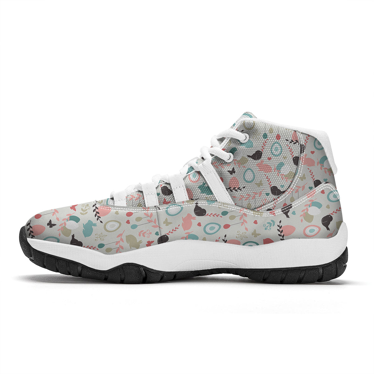 Easter Beige Print Pattern White Bball Shoes-grizzshop