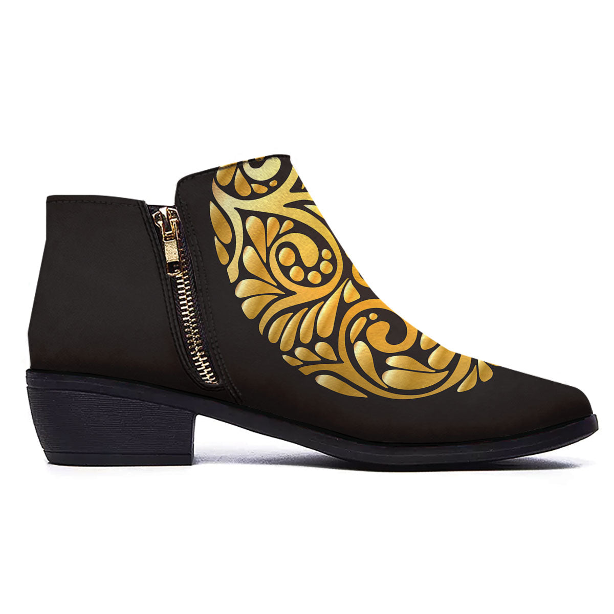 Easter Egg Gold Print Ankle Boots-grizzshop