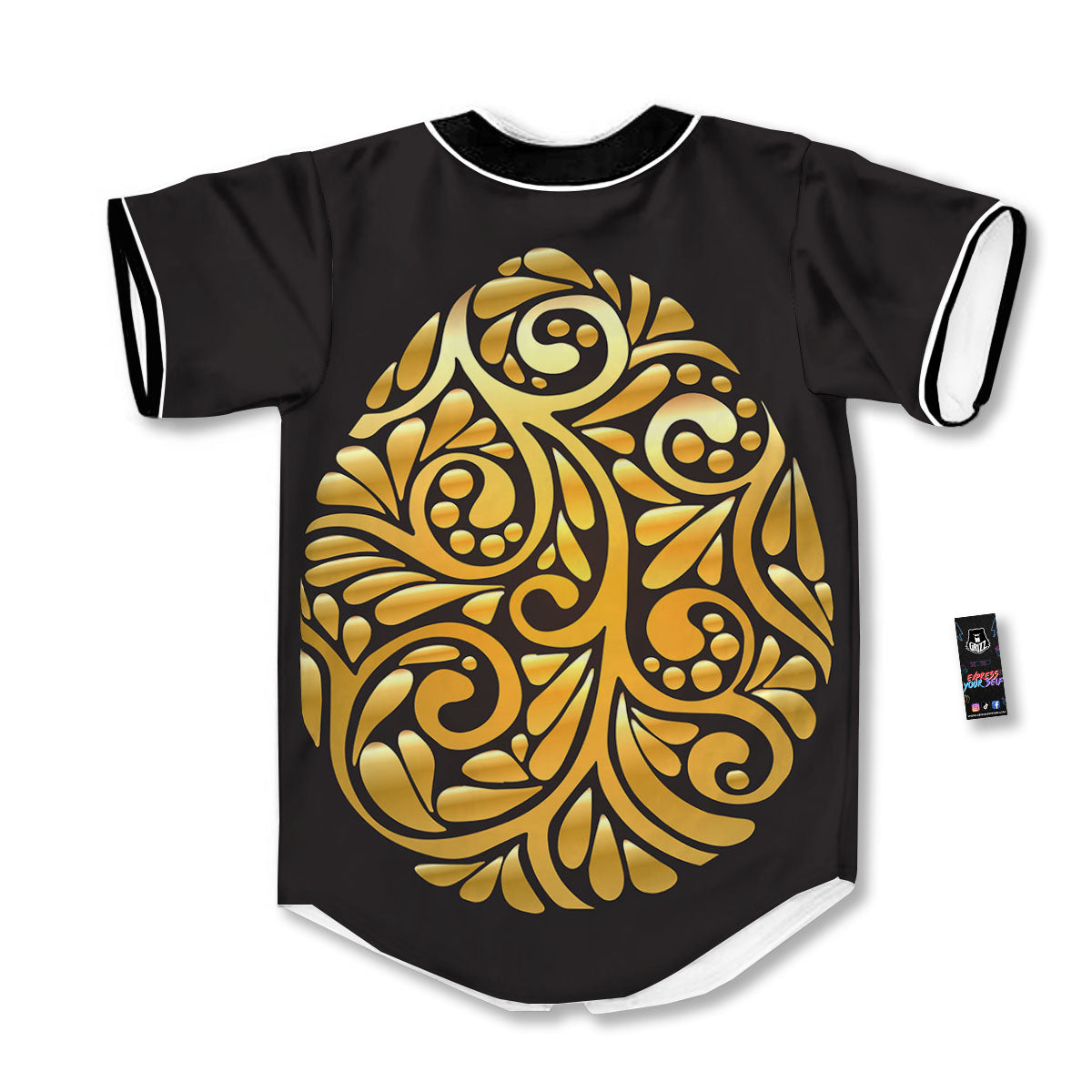 Easter Egg Gold Print Baseball Jersey-grizzshop