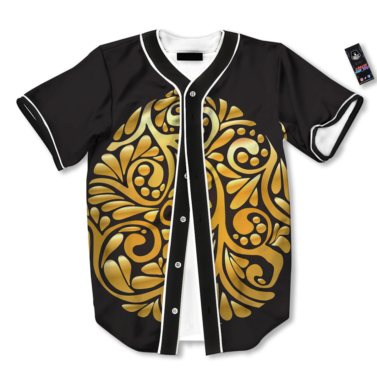 Easter Egg Gold Print Baseball Jersey-grizzshop