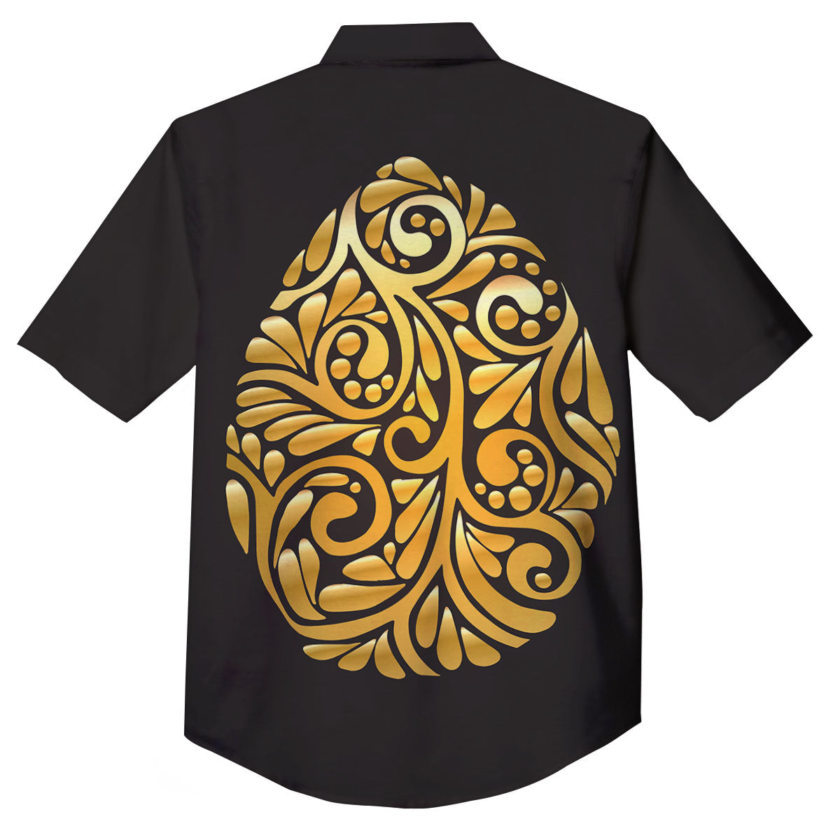 Easter Egg Gold Print Button Up Shirt-grizzshop