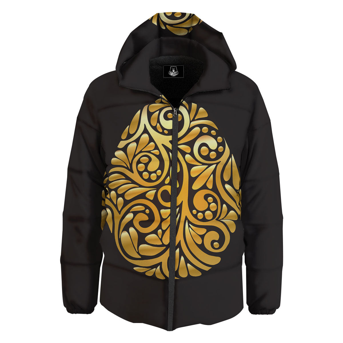 Easter Egg Gold Print Down Jacket-grizzshop