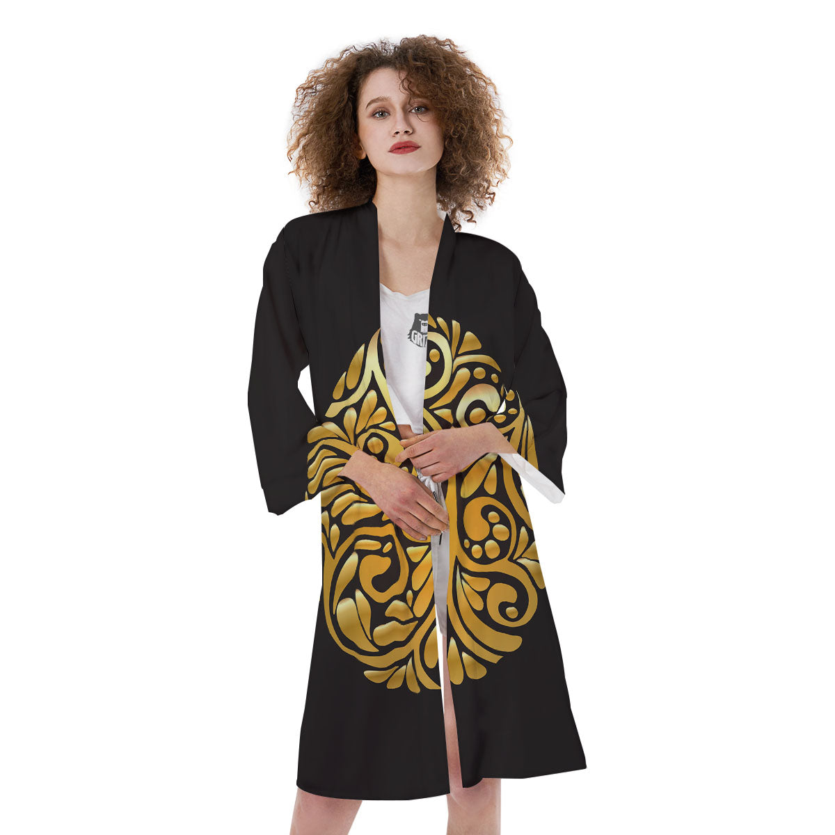Easter Egg Gold Print Kimono-grizzshop