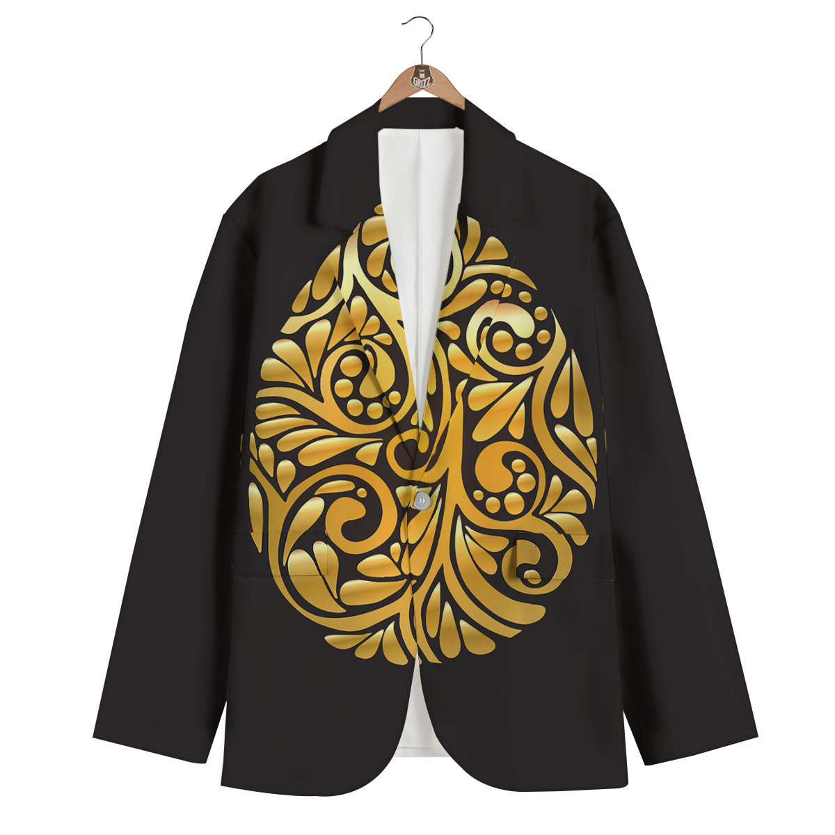 Easter Egg Gold Print Men's Blazer-grizzshop