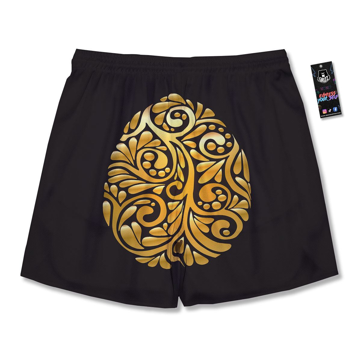 Easter Egg Gold Print Men's Running Shorts-grizzshop