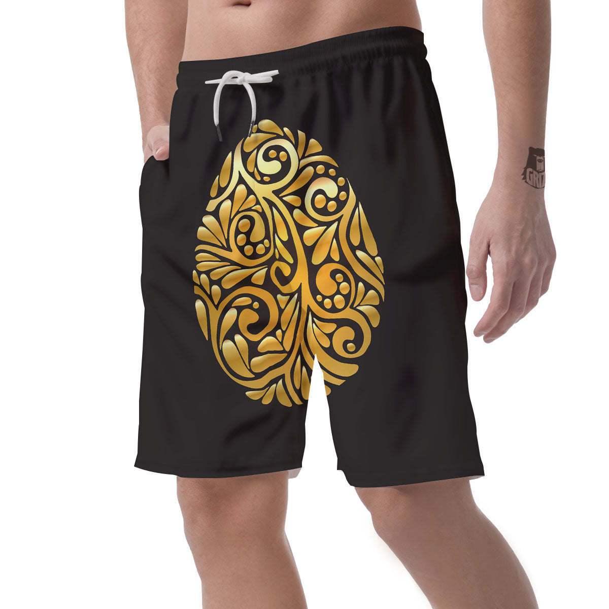 Easter Egg Gold Print Men's Shorts-grizzshop