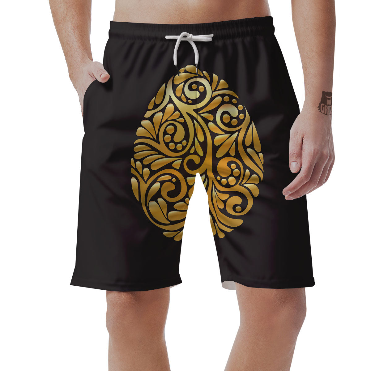 Easter Egg Gold Print Men's Shorts-grizzshop
