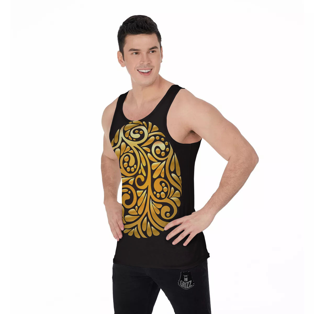Easter Egg Gold Print Men's Tank Top-grizzshop