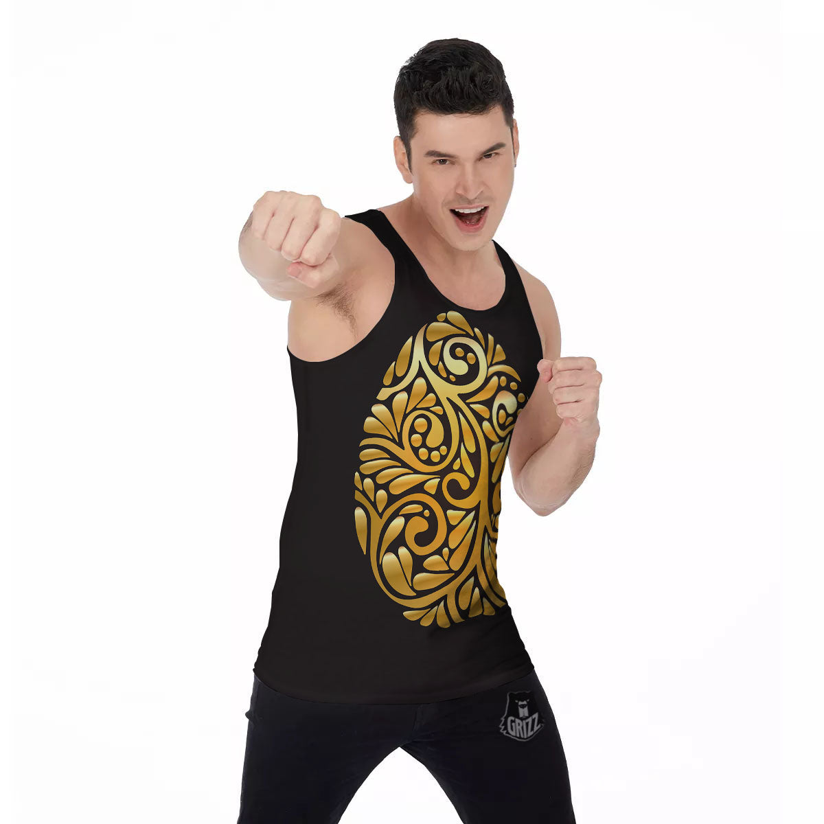 Easter Egg Gold Print Men's Tank Top-grizzshop
