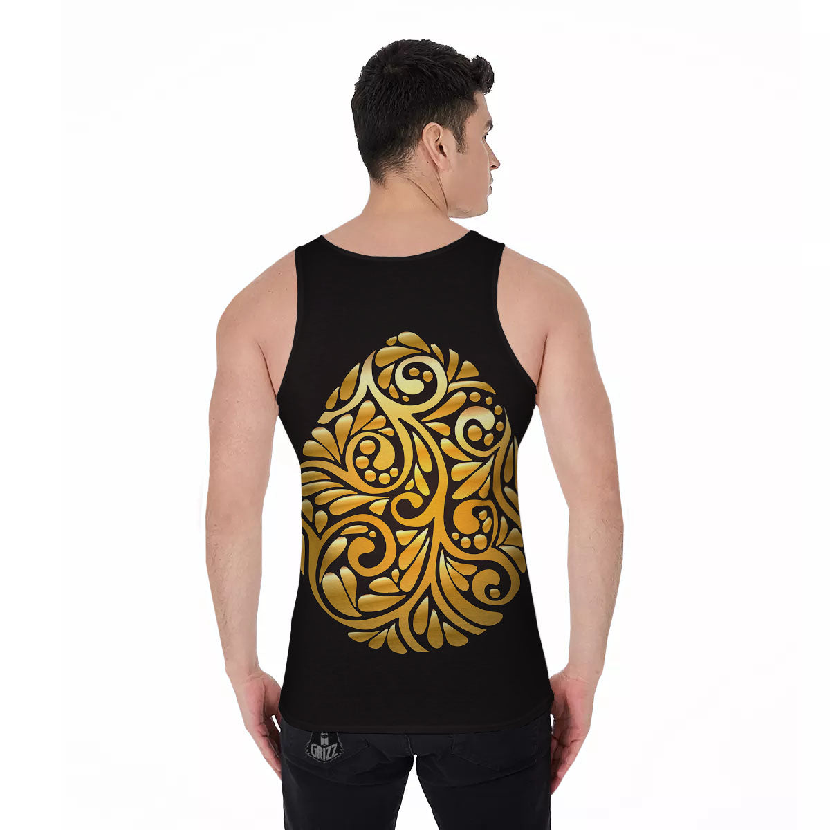 Easter Egg Gold Print Men's Tank Top-grizzshop