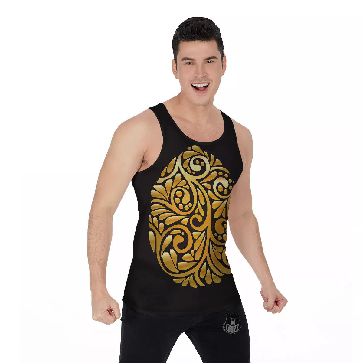 Easter Egg Gold Print Men's Tank Top-grizzshop