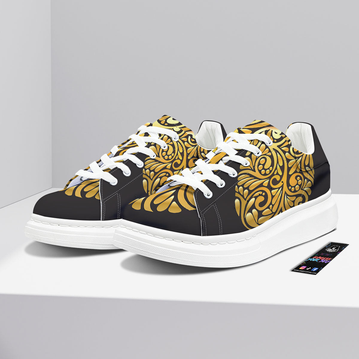 Easter Egg Gold Print Platform Shoes-grizzshop