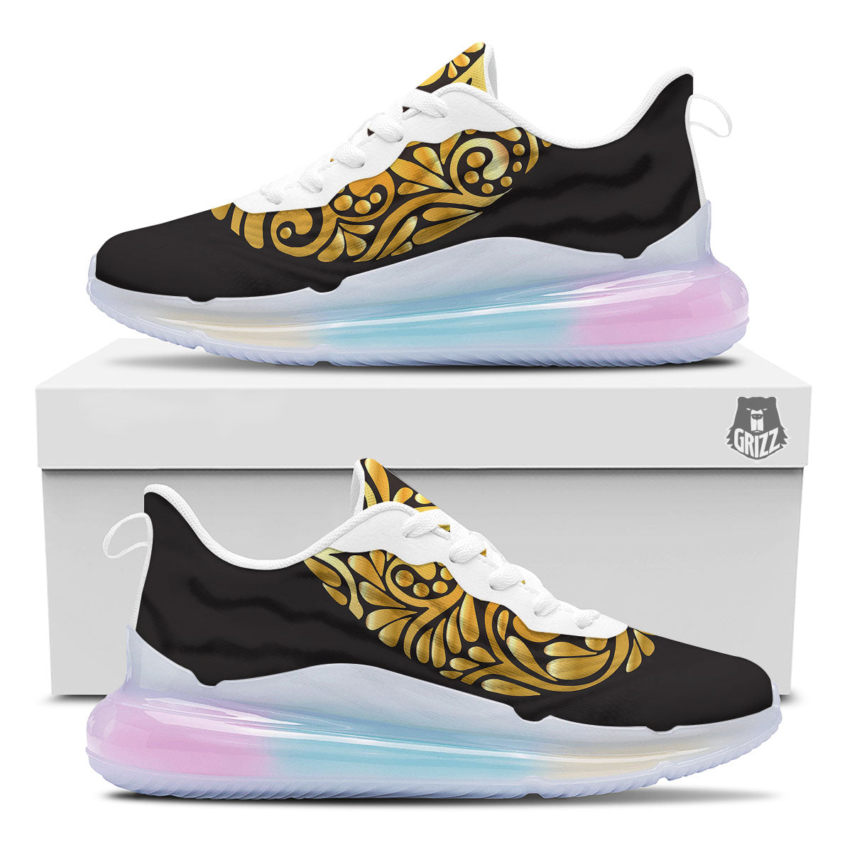 Easter Egg Gold Print Running Sneakers-grizzshop