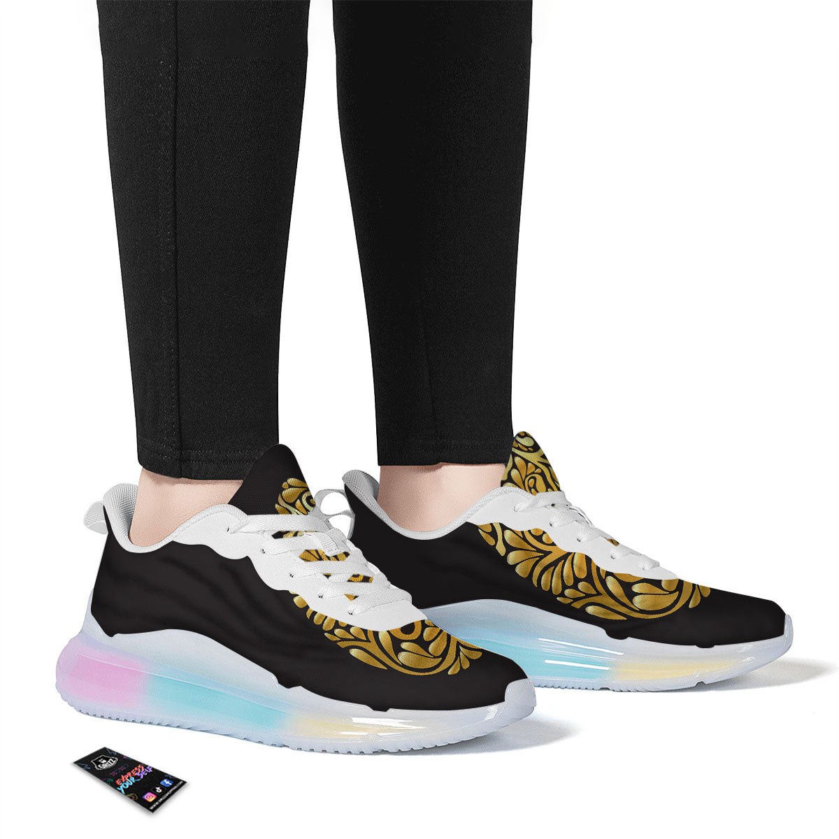 Easter Egg Gold Print Running Sneakers-grizzshop