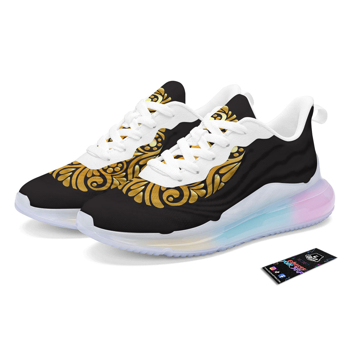 Easter Egg Gold Print Running Sneakers-grizzshop