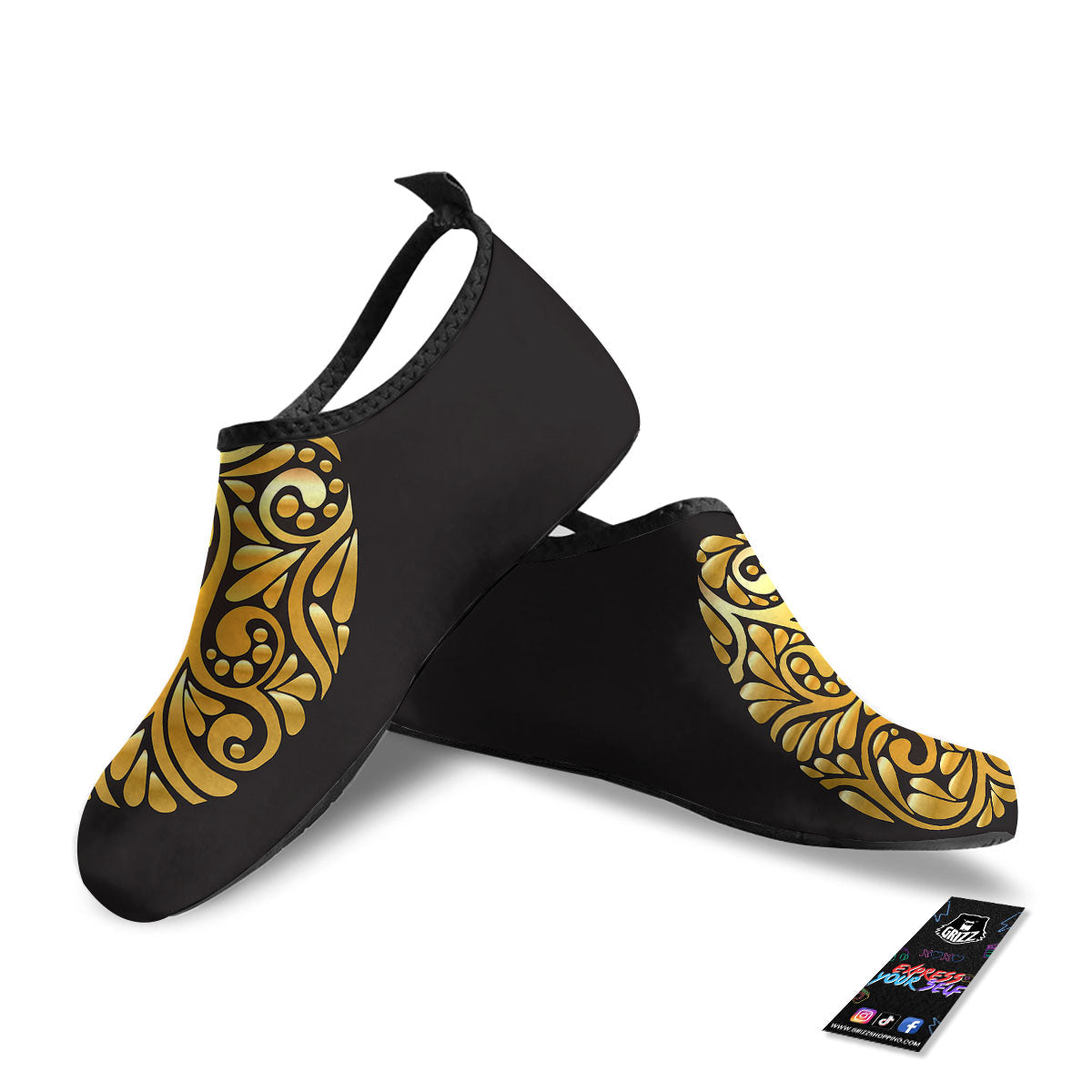 Easter Egg Gold Print Water Shoes-grizzshop