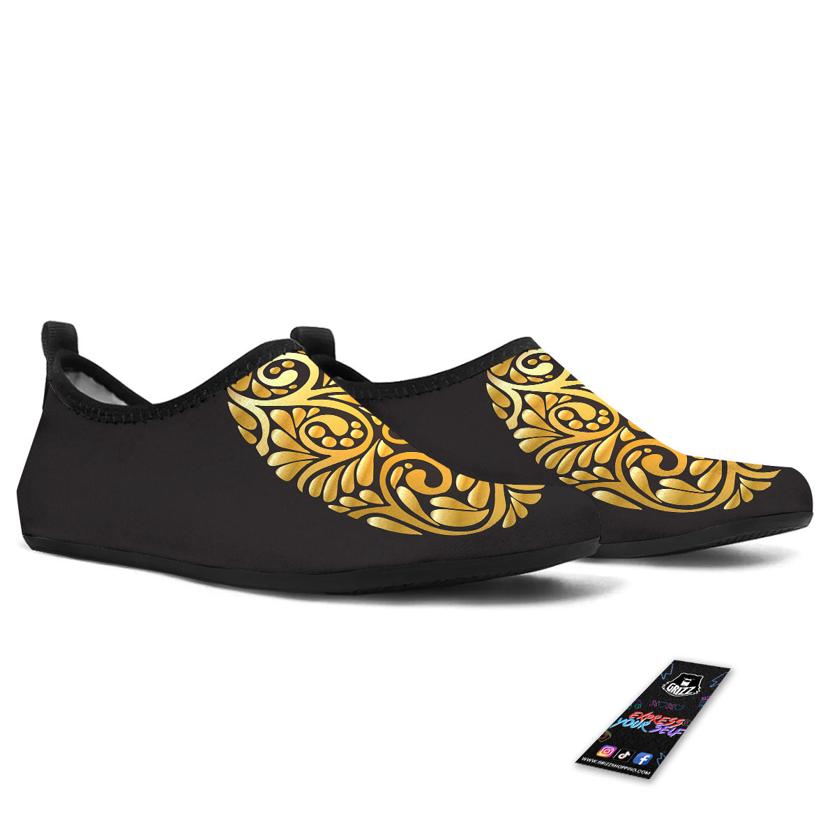 Easter Egg Gold Print Water Shoes-grizzshop