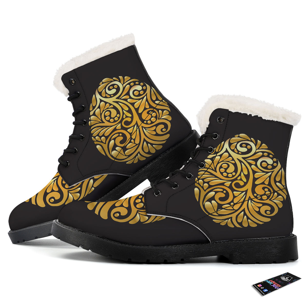 Easter Egg Gold Print Winter Boots-grizzshop