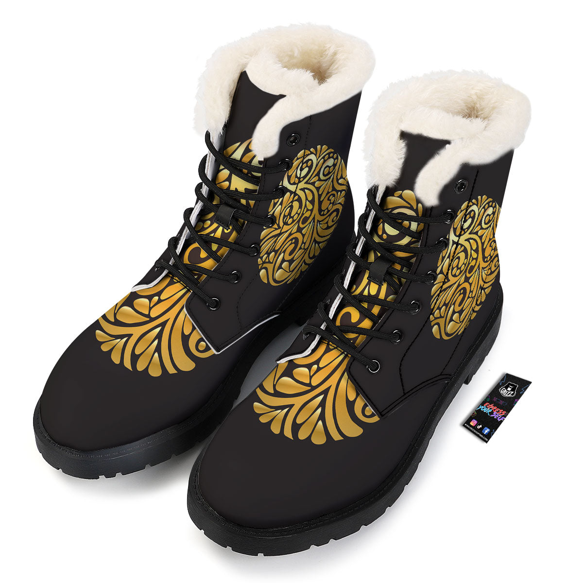 Easter Egg Gold Print Winter Boots-grizzshop