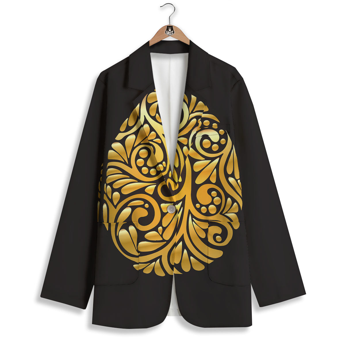 Easter Egg Gold Print Women's Blazer-grizzshop