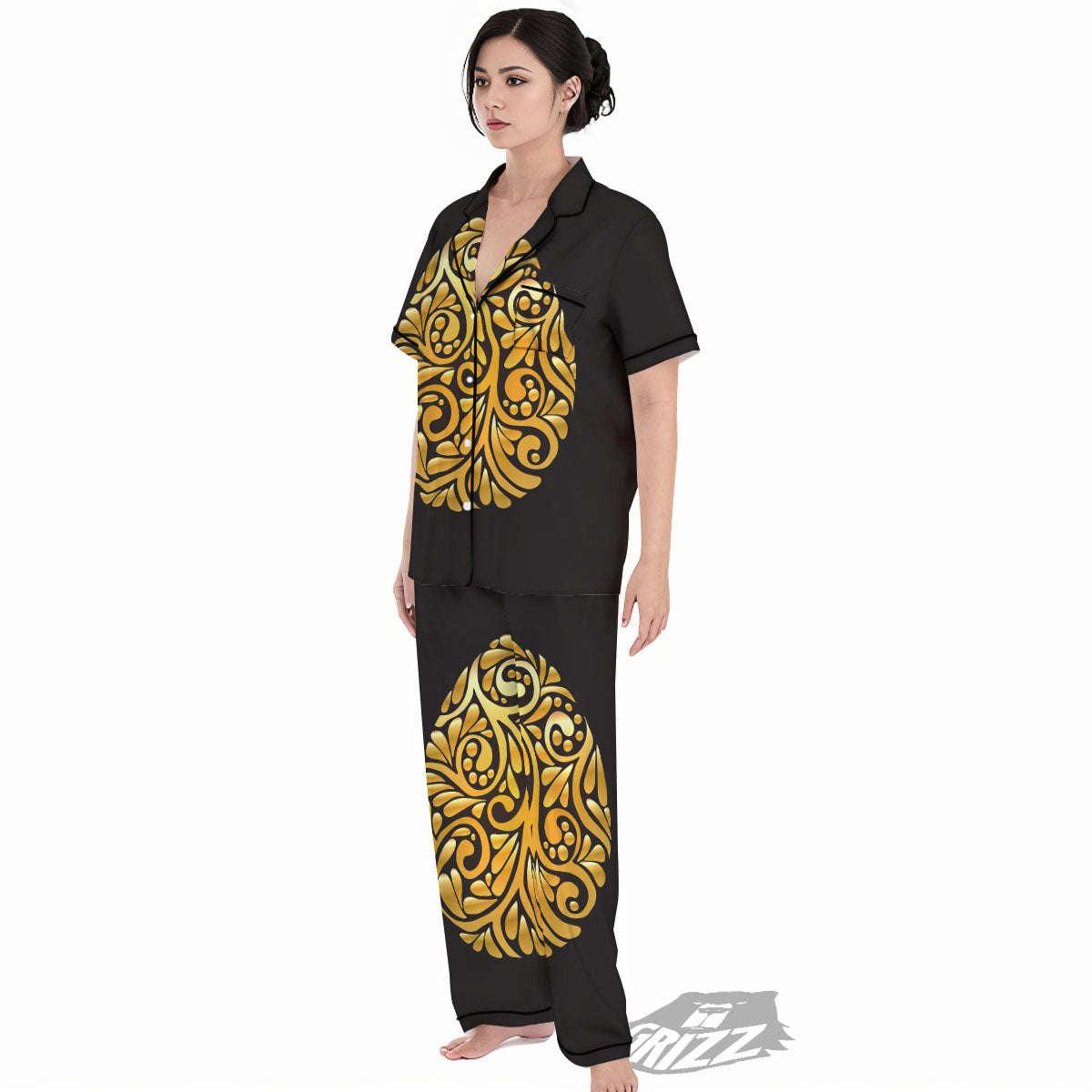Easter Egg Gold Print Women's Pajamas Set-grizzshop