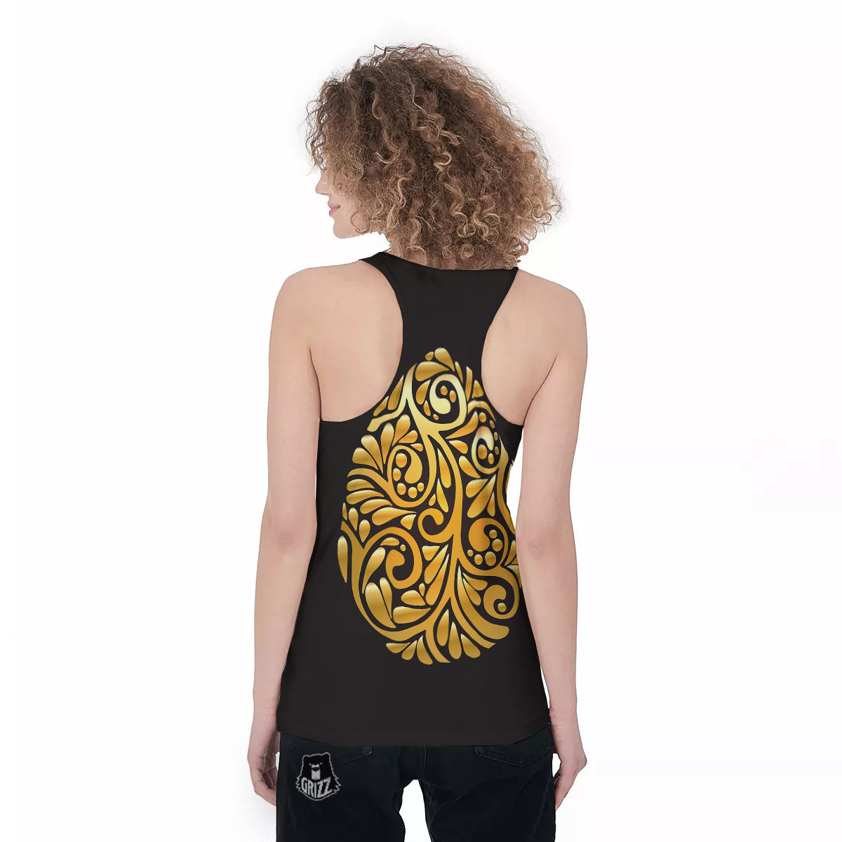 Easter Egg Gold Print Women's Racerback Tank Top-grizzshop