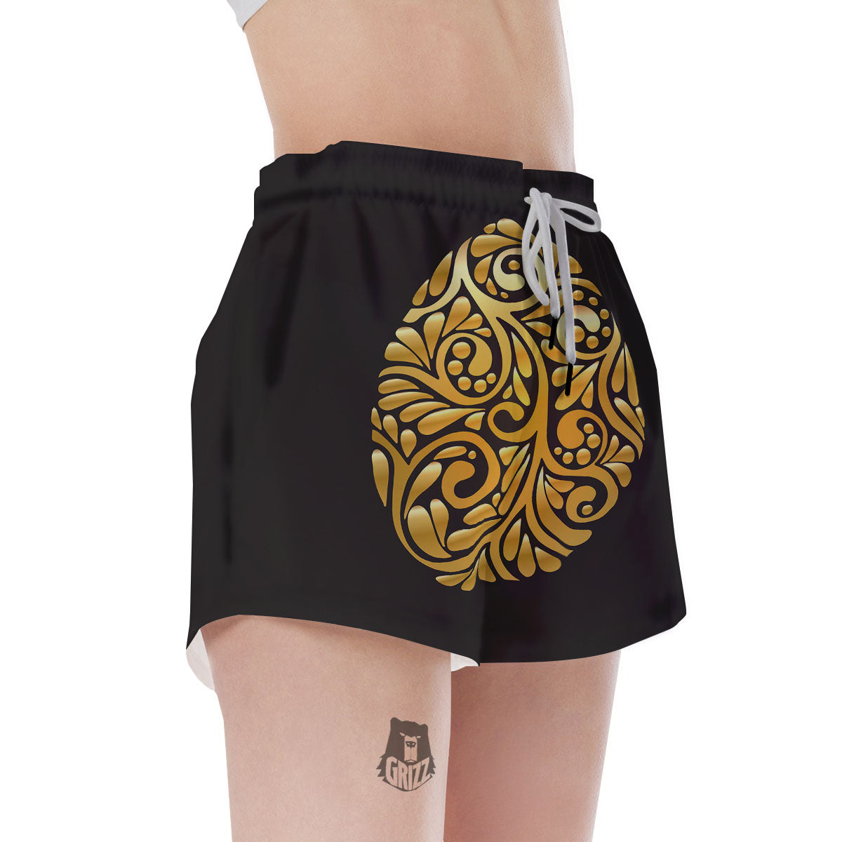 Easter Egg Gold Print Women's Shorts-grizzshop