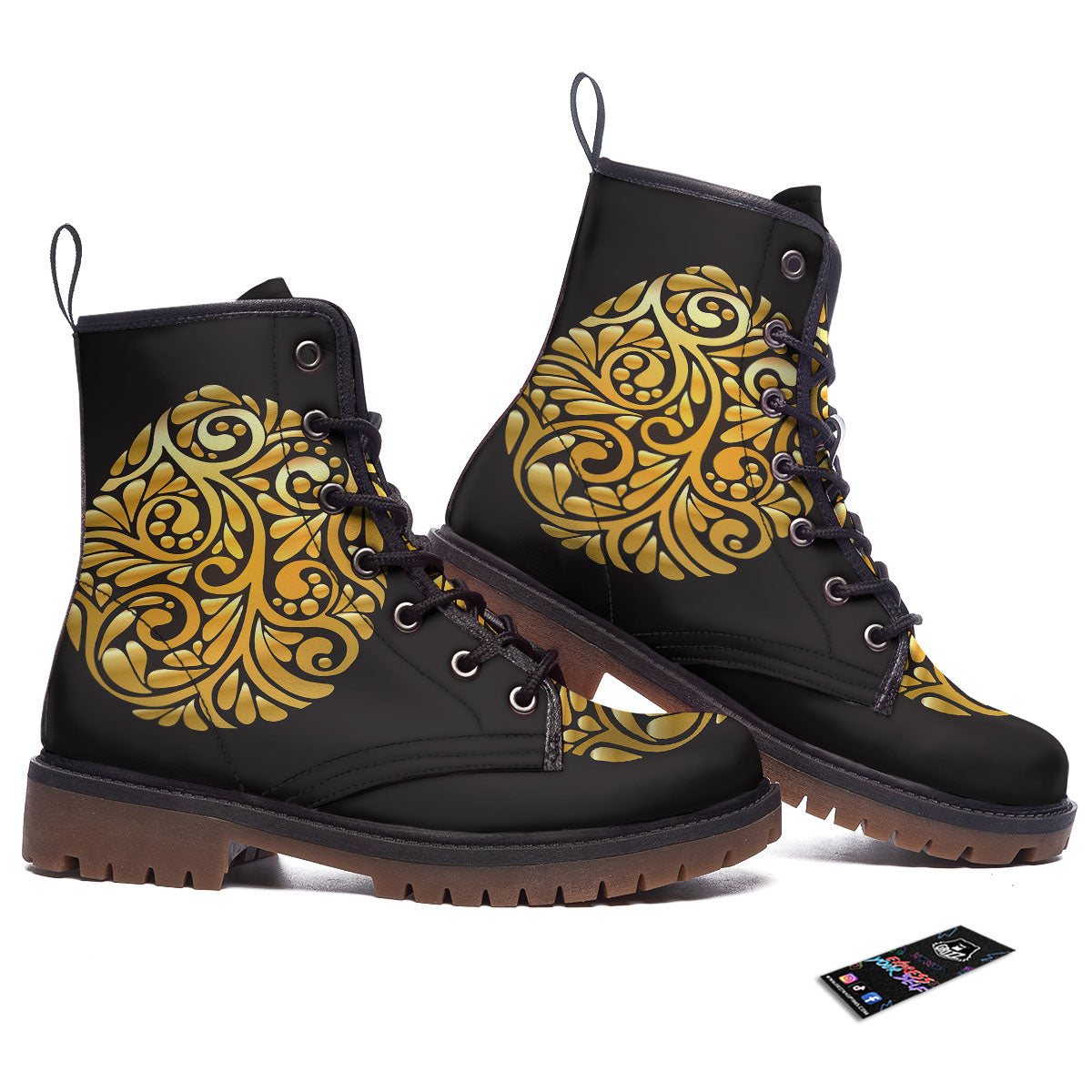 Easter Egg Gold Print Work Boots-grizzshop