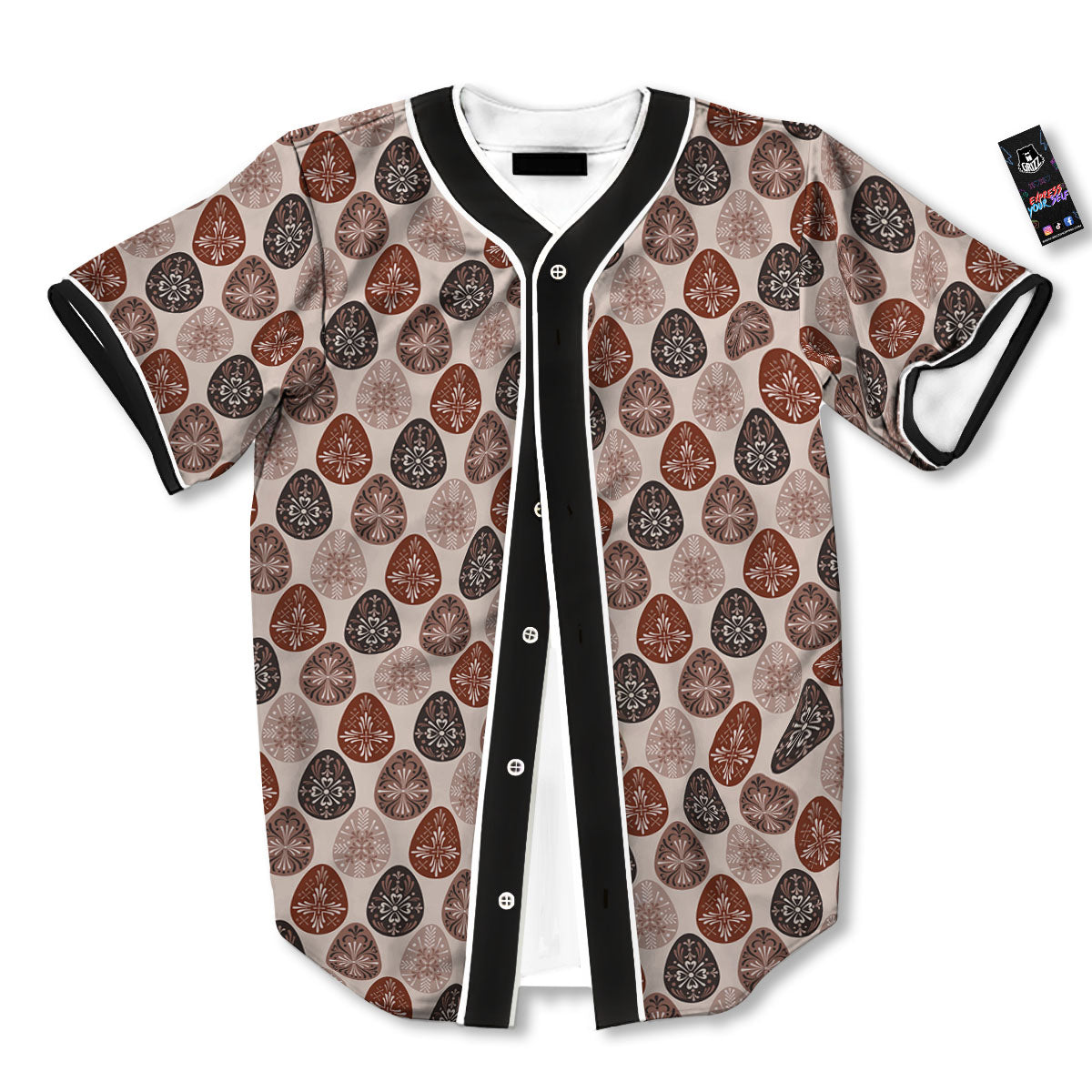 Easter Eggs Bohemian Print Pattern Baseball Jersey-grizzshop