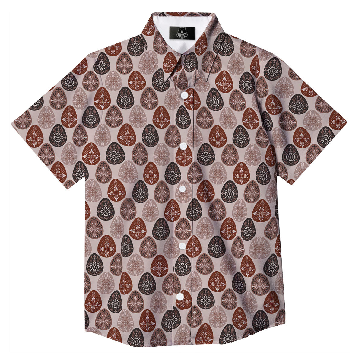 Easter Eggs Bohemian Print Pattern Button Up Shirt-grizzshop