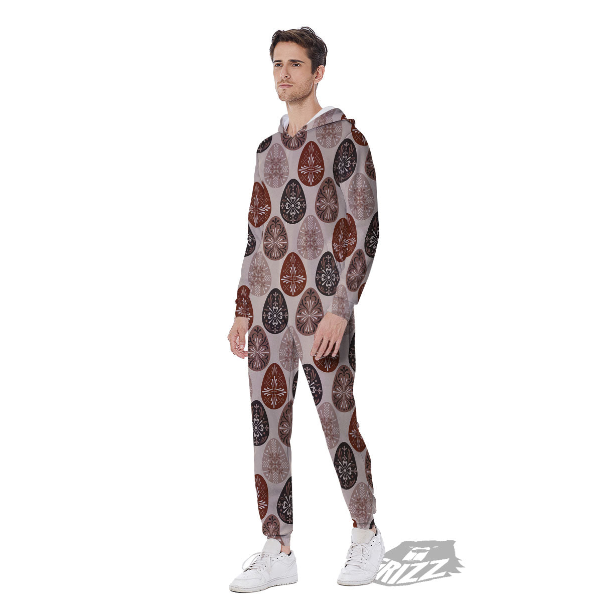 Easter Eggs Bohemian Print Pattern Men's Jumpsuit-grizzshop