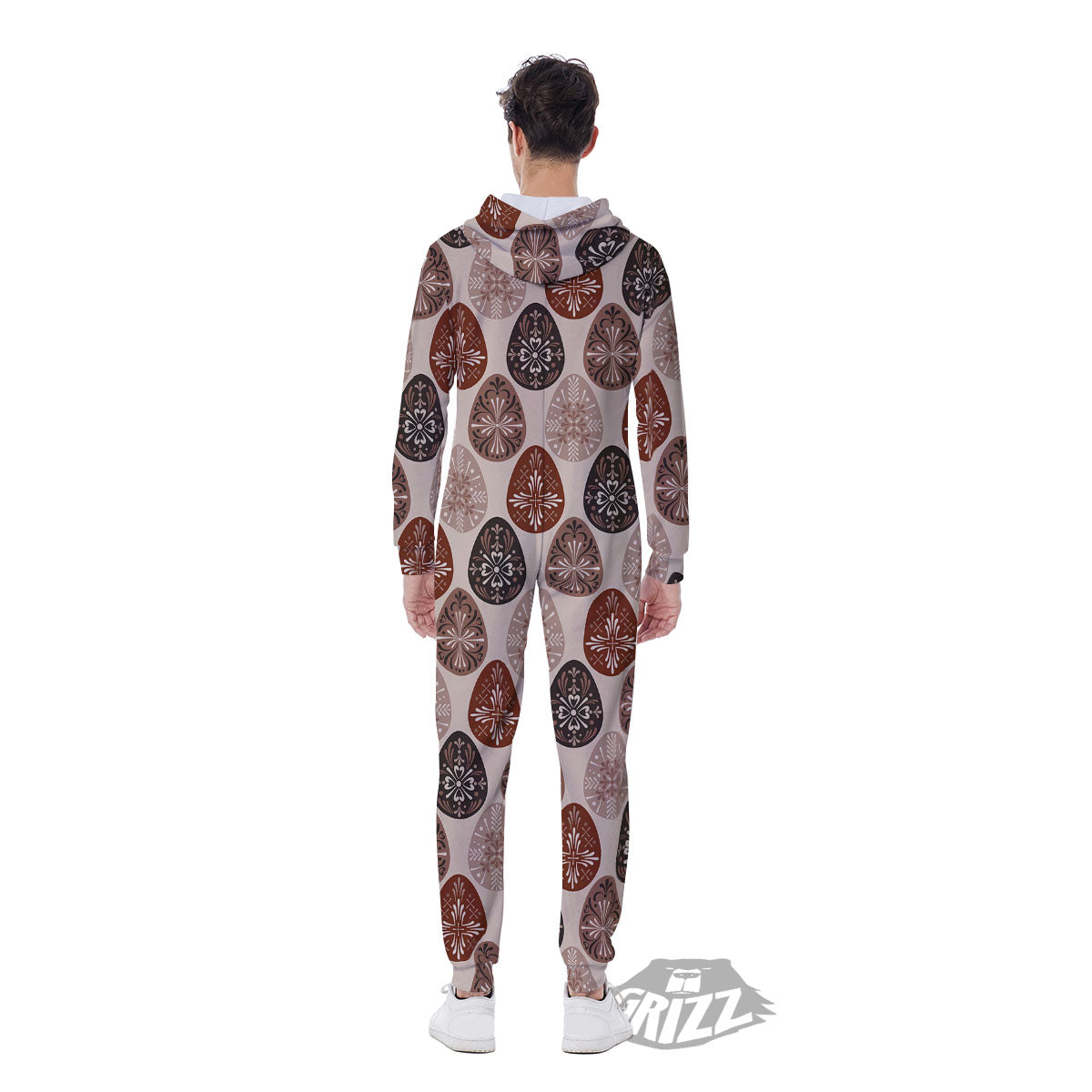 Easter Eggs Bohemian Print Pattern Men's Jumpsuit-grizzshop