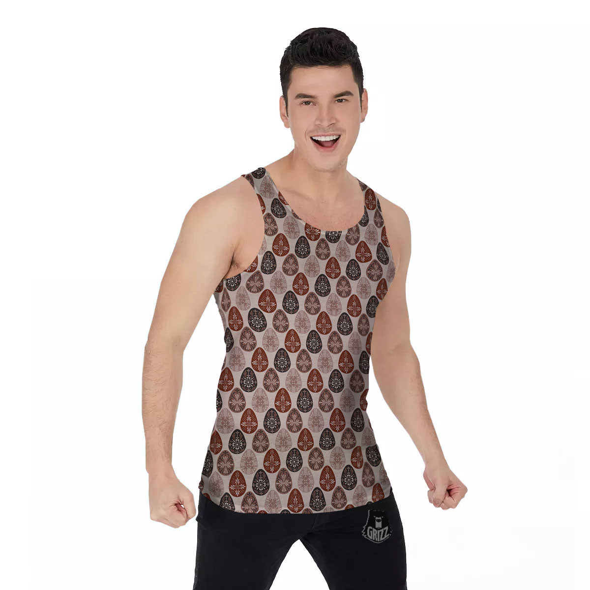 Easter Eggs Bohemian Print Pattern Men's Tank Top-grizzshop