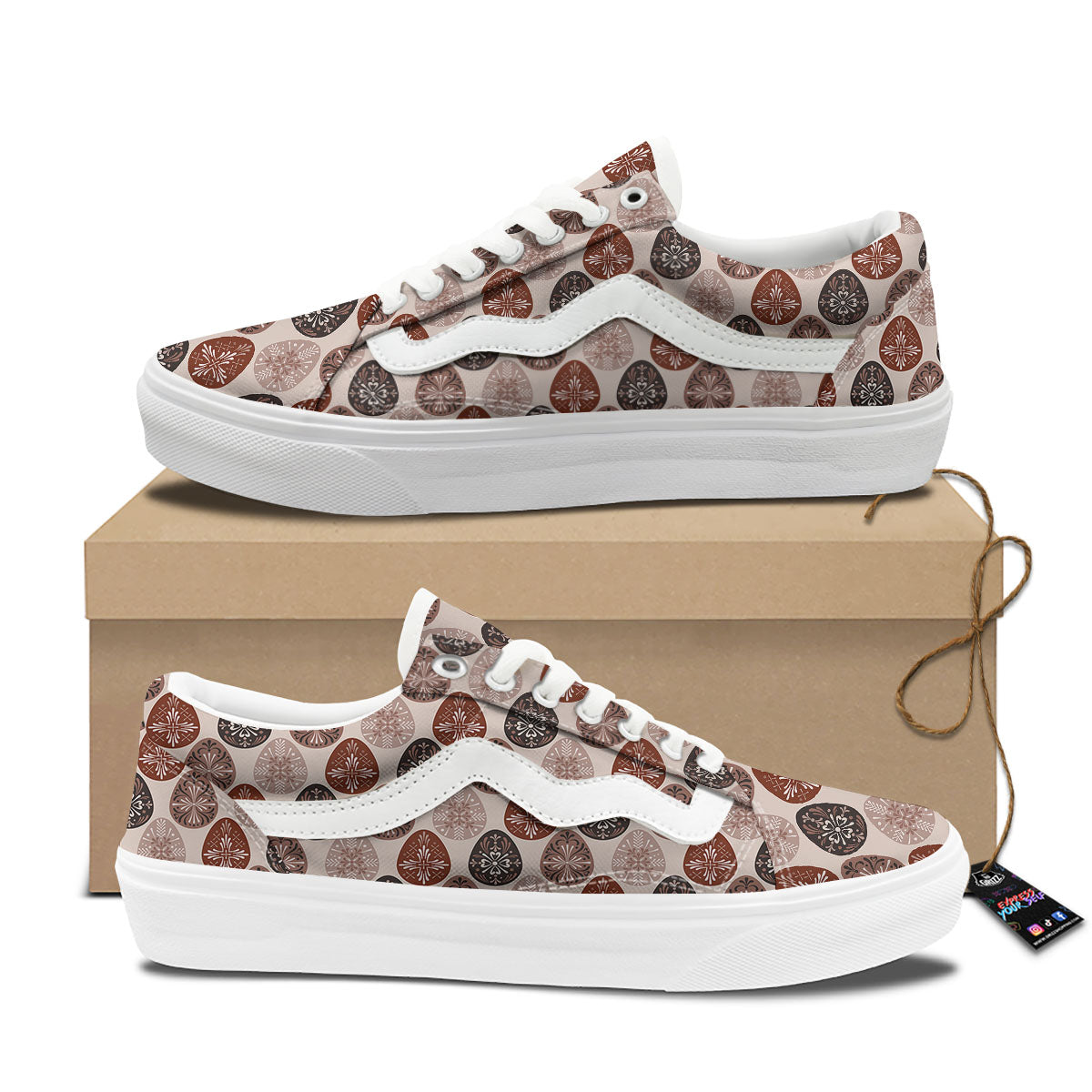 Easter Eggs Bohemian Print Pattern Skate Shoes-grizzshop