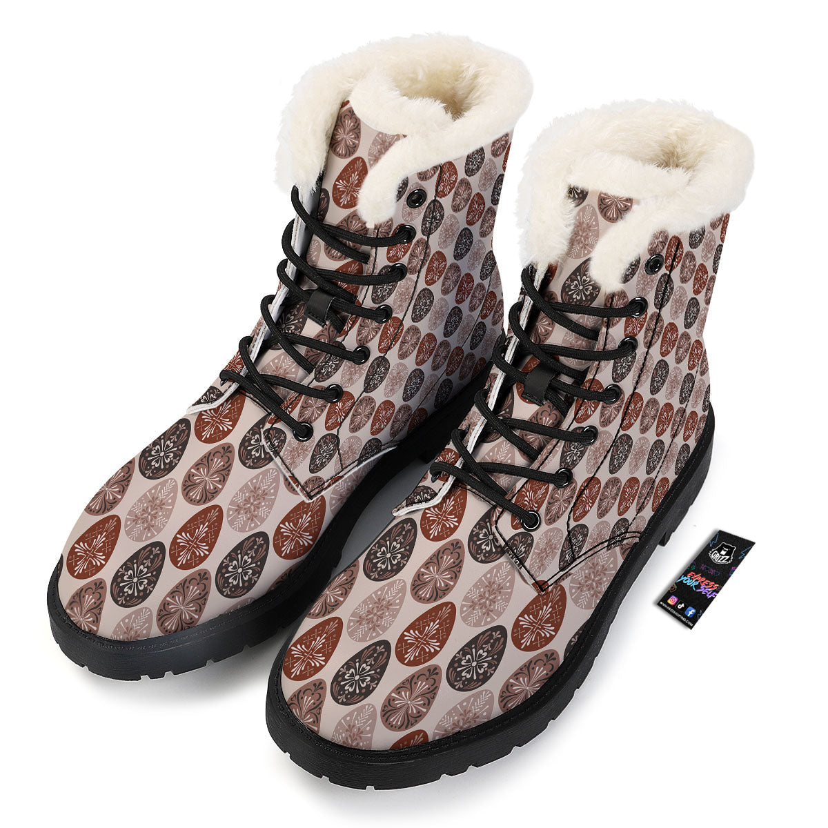Easter Eggs Bohemian Print Pattern Winter Boots-grizzshop