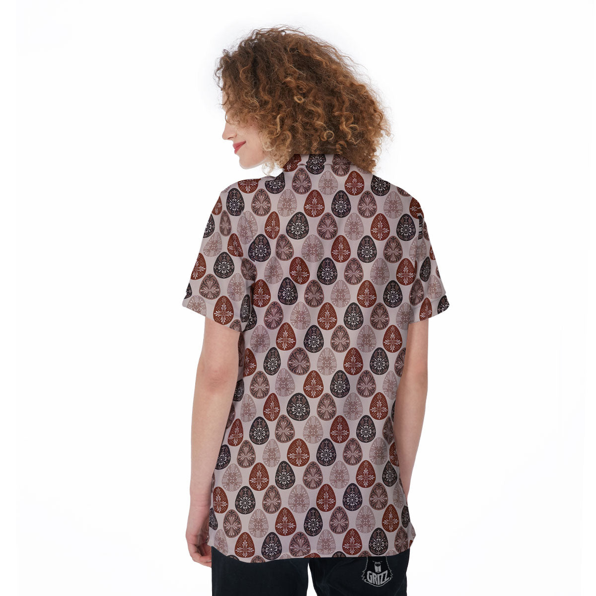 Easter Eggs Bohemian Print Pattern Women's Golf Shirts-grizzshop
