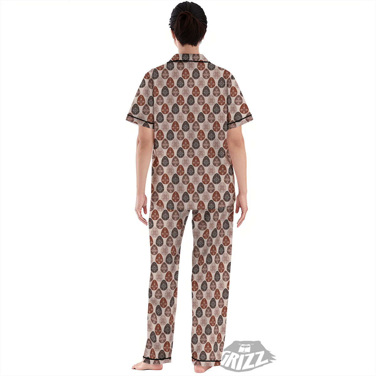 Easter Eggs Bohemian Print Pattern Women's Pajamas Set-grizzshop