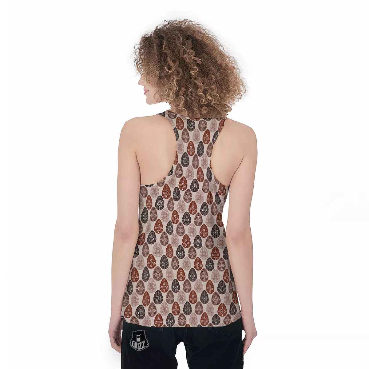 Easter Eggs Bohemian Print Pattern Women's Racerback Tank Top-grizzshop