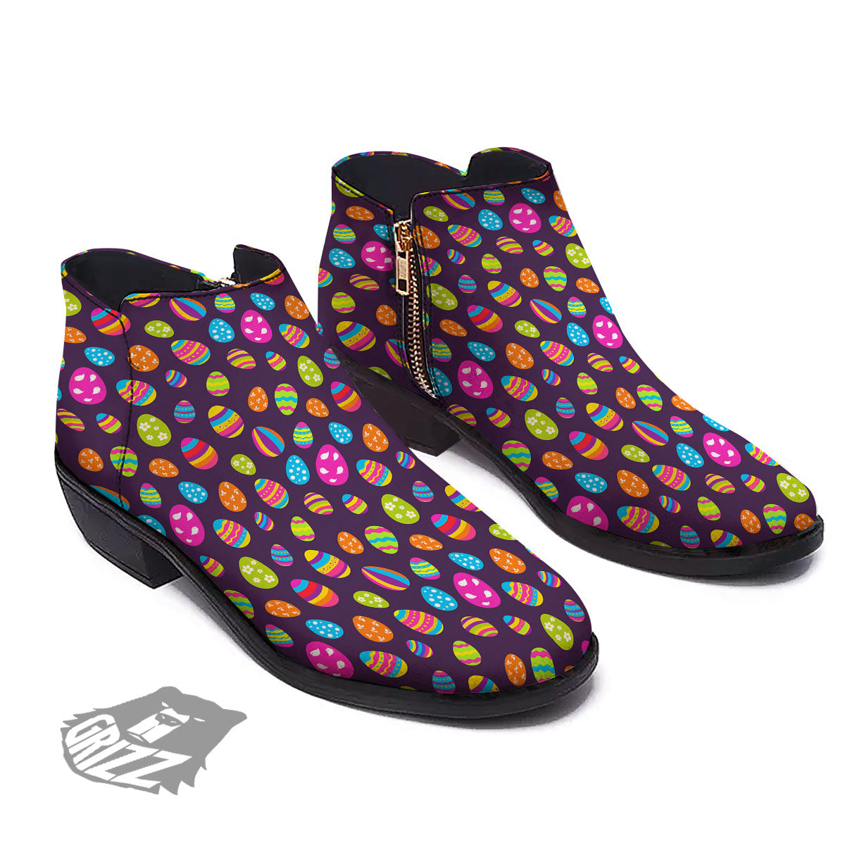 Easter Eggs Colorful Cute Print Pattern Ankle Boots-grizzshop