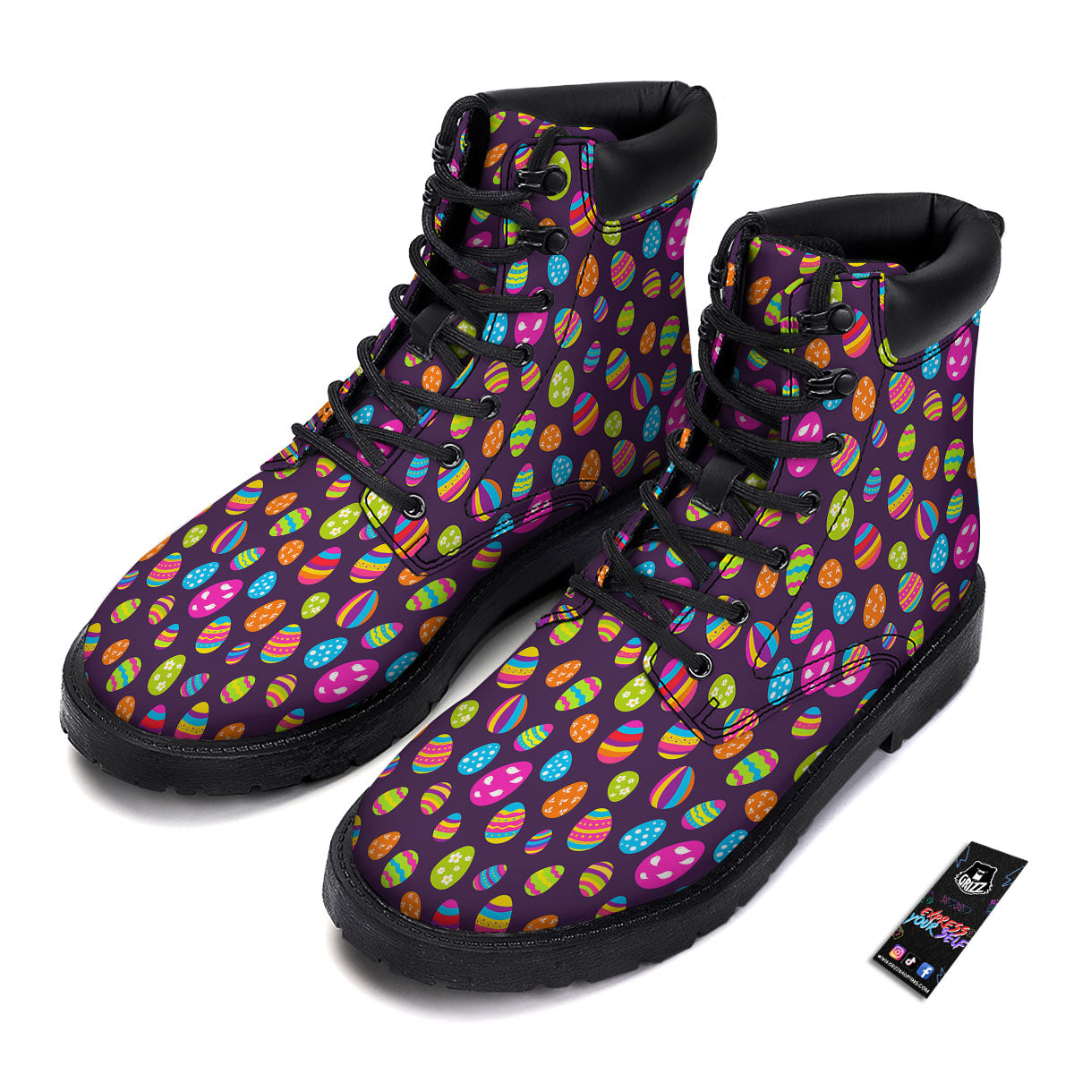 Easter Eggs Colorful Cute Print Pattern Boots-grizzshop