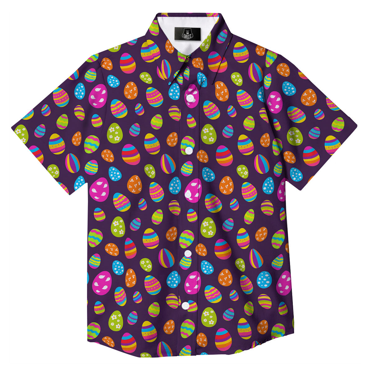 Easter Eggs Colorful Cute Print Pattern Button Up Shirt-grizzshop
