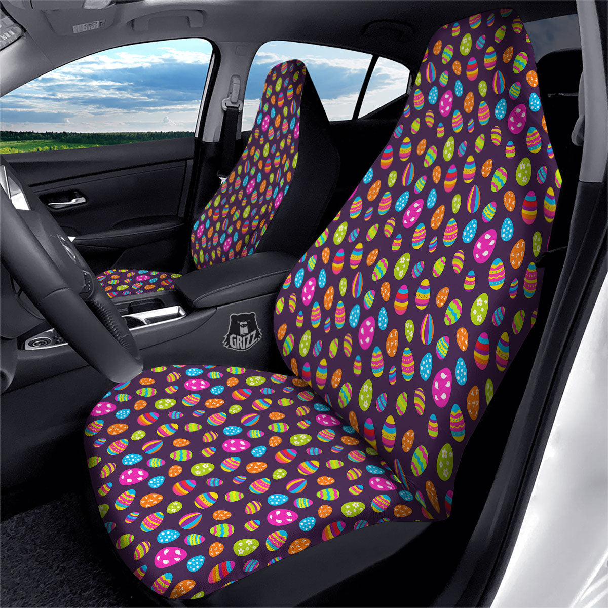 Easter Eggs Colorful Cute Print Pattern Car Seat Covers-grizzshop