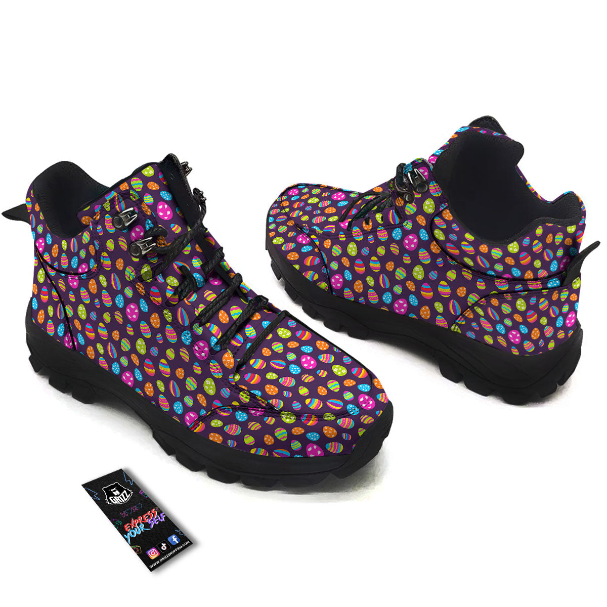 Easter Eggs Colorful Cute Print Pattern Hiking Shoes-grizzshop