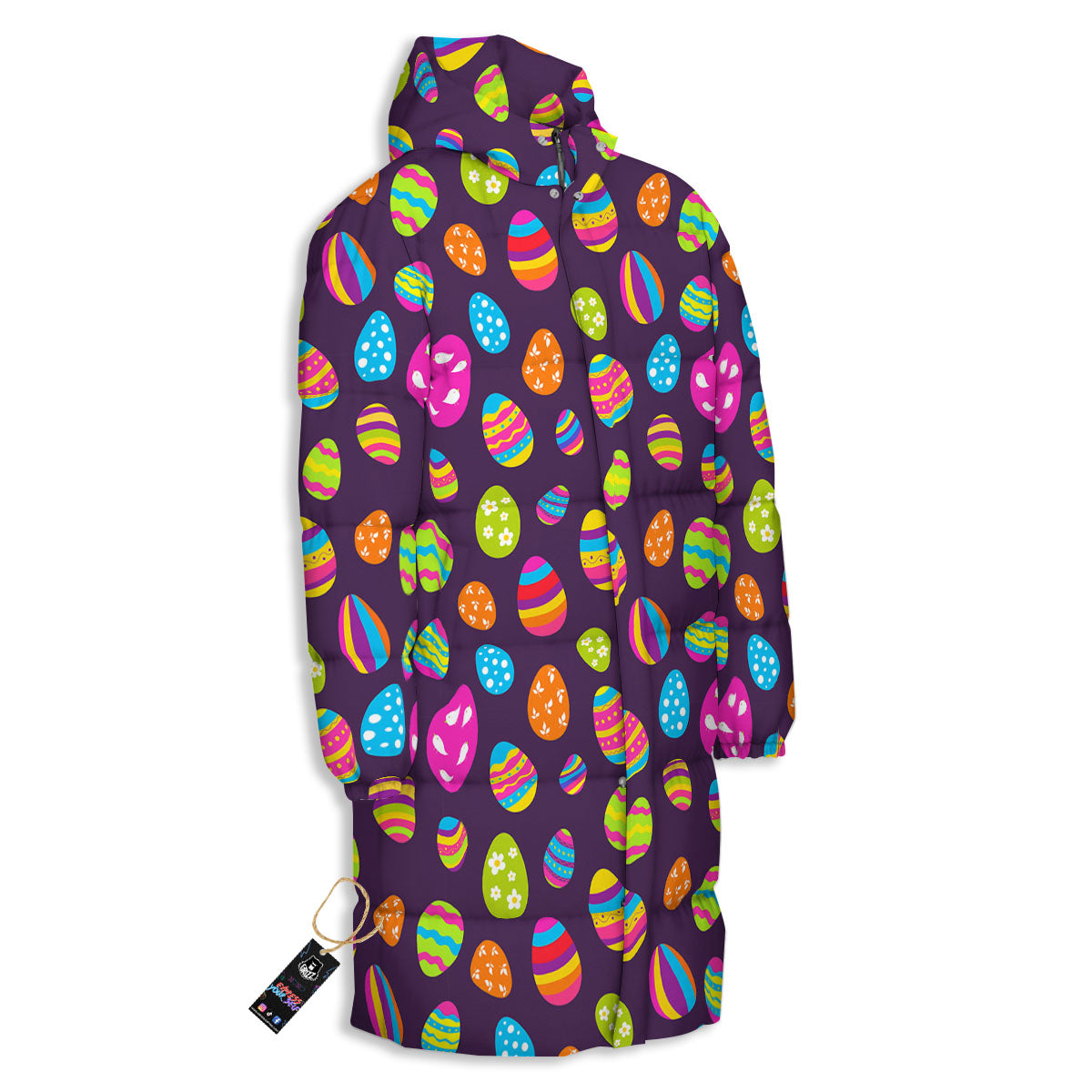 Easter Eggs Colorful Cute Print Pattern Long Down Jacket-grizzshop