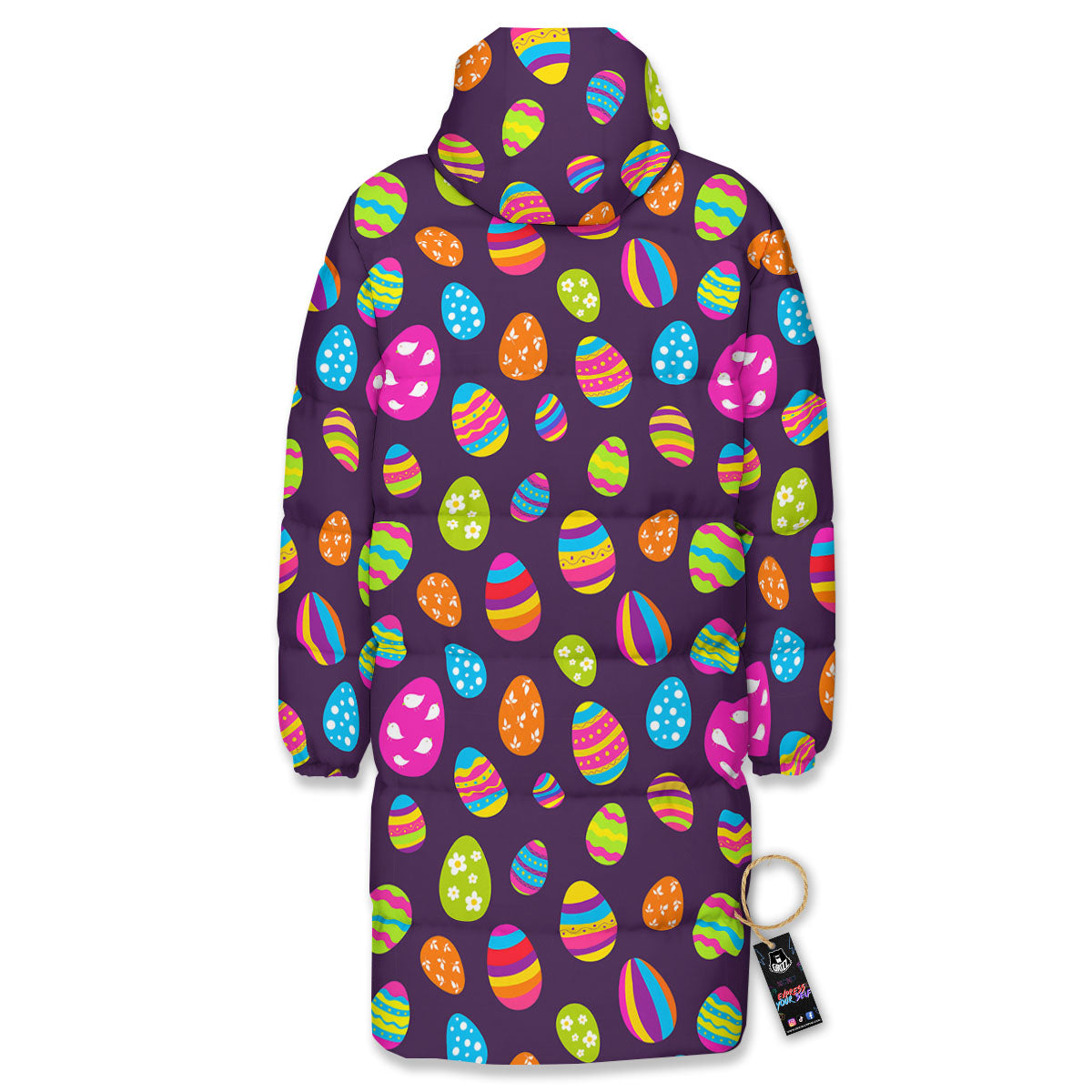 Easter Eggs Colorful Cute Print Pattern Long Down Jacket-grizzshop