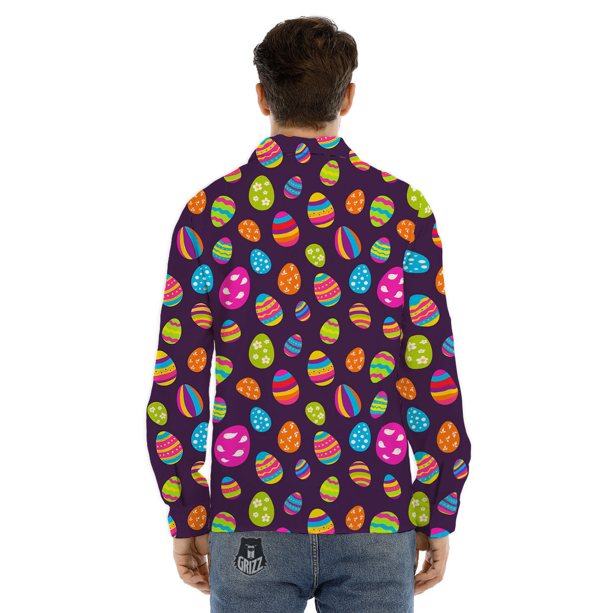 Easter Eggs Colorful Cute Print Pattern Men's Dress Shirts-grizzshop
