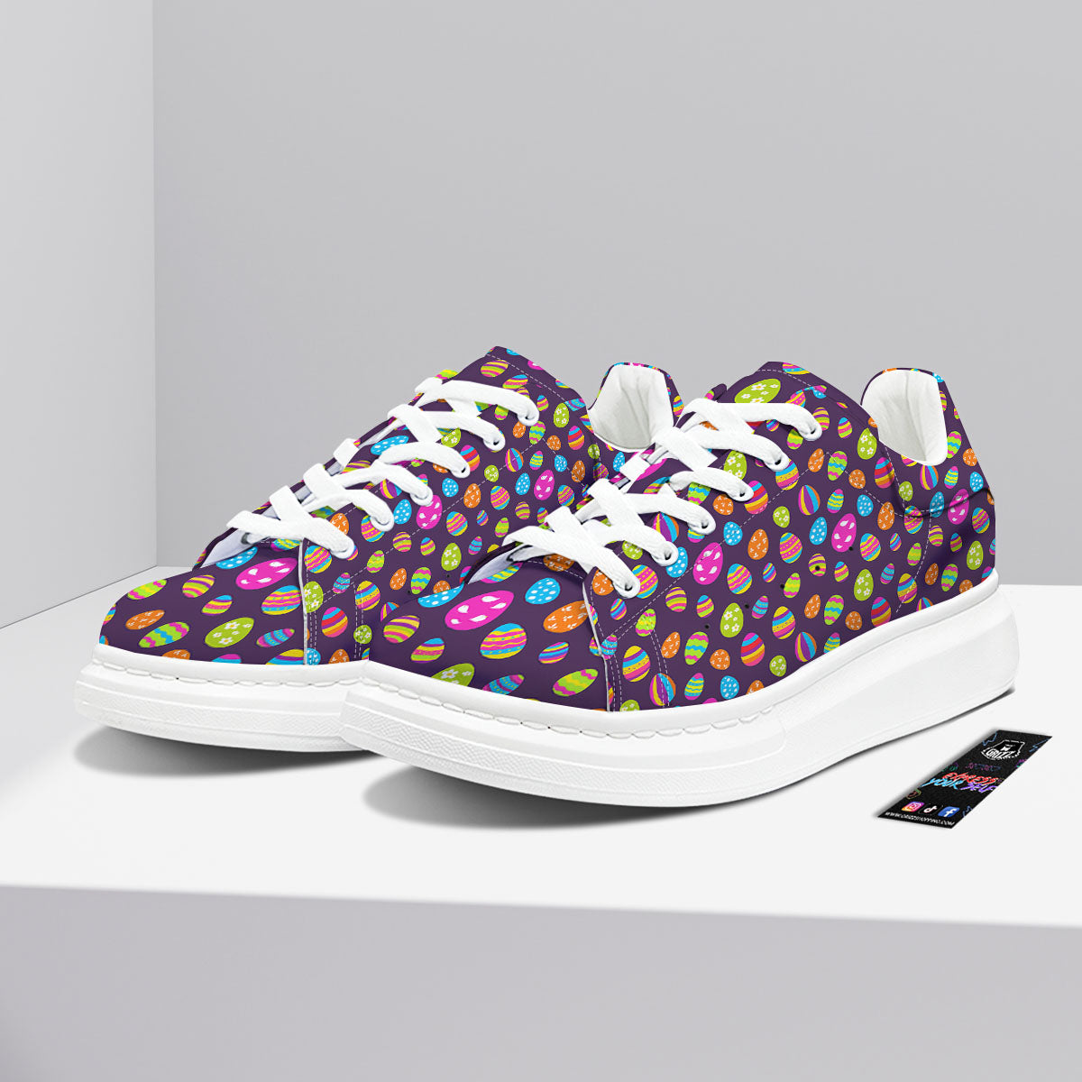 Easter Eggs Colorful Cute Print Pattern Platform Shoes-grizzshop